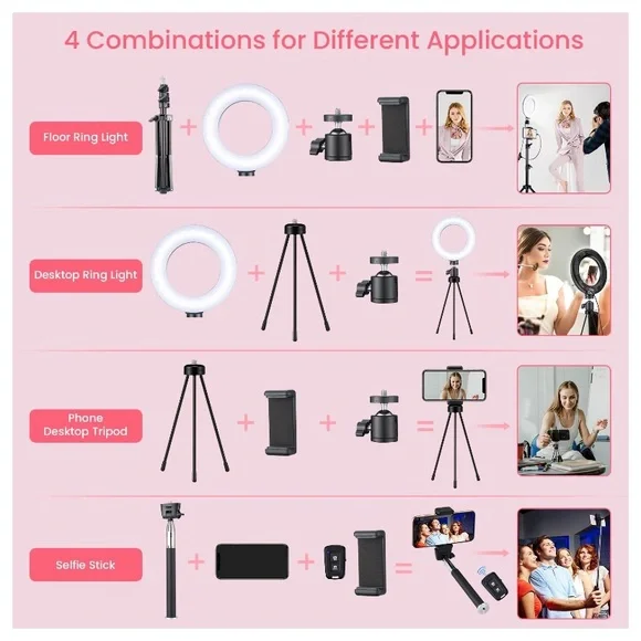 Victsing LED Ring Light with Tripods and selfie stick. NWT - Picture 4 of 6
